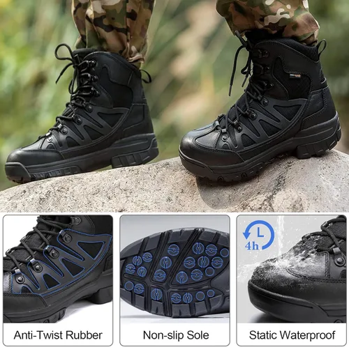 Miniatura 2 de FREE SOLDIER Botas de senderismo tácticas impermeables para hombre, botas de trabajo militar, botas de combate