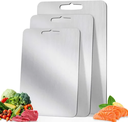 Miniatura 9 de Tablas de cortar de titanio para cocina, tablas de cortar no tóxicas, aptas para lavavajillas adecuadas para cocina o acampar al aire libre (M11 x 8)