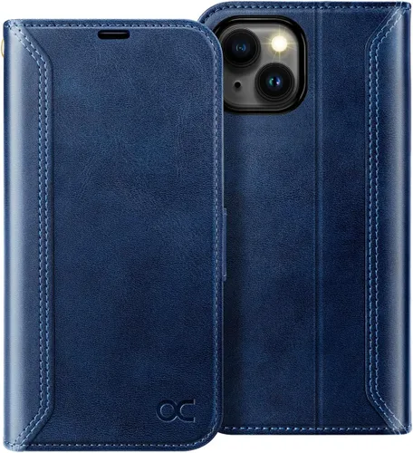 OCASE Funda Cartera Compatible con iPhone 15, Funda Tipo Folio de Cuero PU con Tapa con Portarjetas y Bloqueo RFID Función Atril [Carcasa Interior