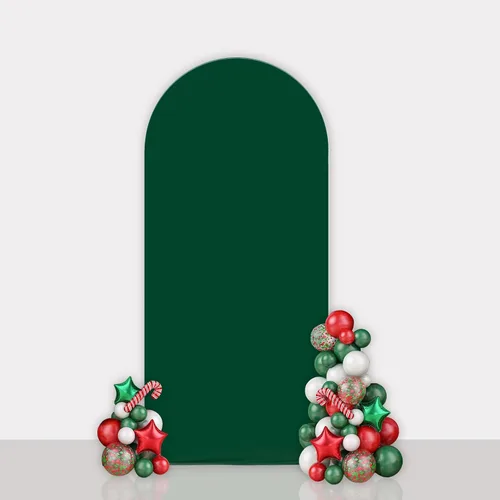 Miniatura 11 de AIBIIN Telón de fondo de pared de arco rojo de 2.6 x 6 pies, cubierta de fondo redondo para Navidad, día de San Valentín, color sólido, cubierta