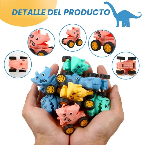 Miniatura 3 de Juego de 18 autos de dinosaurio con retroceso para niños pequeños, mini vehículos de carreras a granel, obsequios de fiesta, rellenos de piñata
