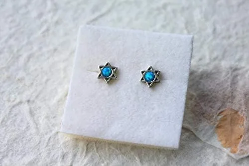 Miniatura 2 de Pendientes de tuerca con diseño de estrella de David de plata 925