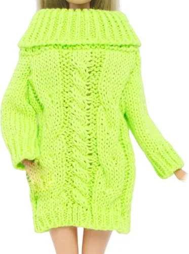 Miniatura 7 de Suéter de cuello alto de invierno azul para accesorios de muñeca de niña de 11.5 pulgadas