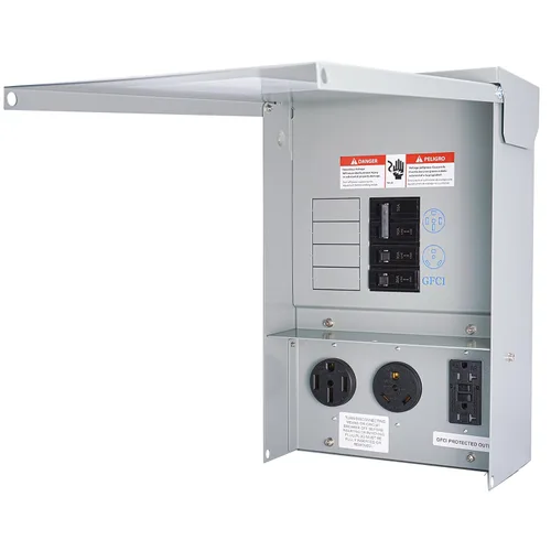 Miniatura 9 de Panel de toma de corriente temporal, caja de disyuntor de RV con receptáculo de 30 amperios+GFCI de 20 amperios instalado, panel de toma
