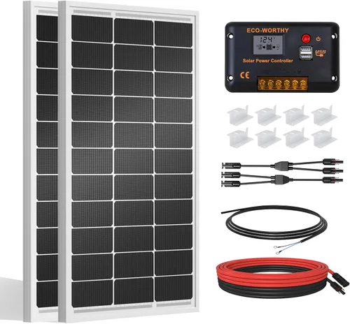 Miniatura 10 de ECO-WORTHY Kit de panel solar de 100 vatios y 12 voltios para batería de autocaravana, barco, remolque, cabaña de jardín, cobertizo del hogar: panel