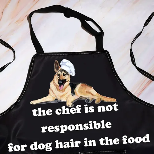 Miniatura 3 de BWWKTOP Delantal de pastor alemán, regalo de pastor alemán, el chef no es responsable del pelo de perro, delantal de cocina ajustable