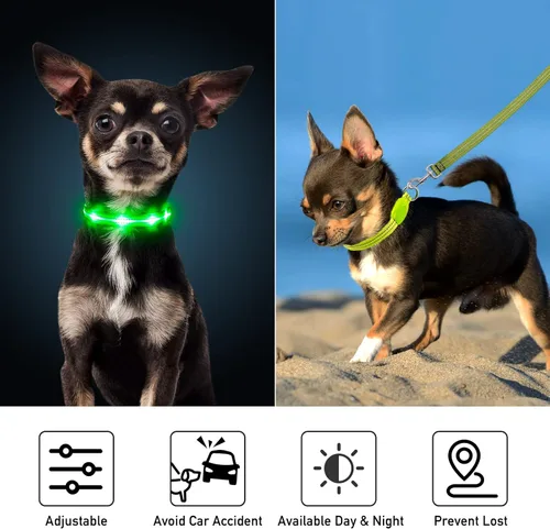 Miniatura 5 de Collares iluminados para perros pequeños, medianos y grandes, collar de perro LED ajustable, collar recargable suave brillante para perros y gatos