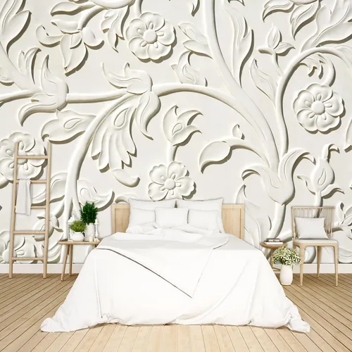 Miniatura 11 de Papel tapiz floral de peonía negra para dormitorio, flores botánicas moradas, hojas murales para sala de estar, fondo de TV, mural grande