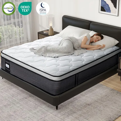 Miniatura 2 de Marine Moon Colchón individual de 14 pulgadas, colchón híbrido de espuma viscoelástica, cama de resorte bolsillo con aislamiento de movimiento