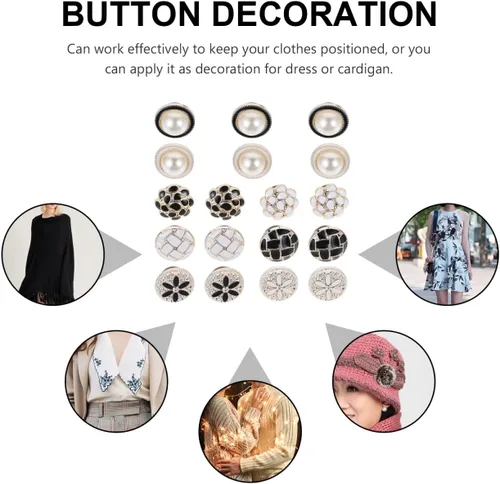 Miniatura 7 de EXCEART 20 botones de repuesto de ropa, botones a presión sin coser para ropa, alfileres decorativos ligeros para abrigo, camisa, vestido