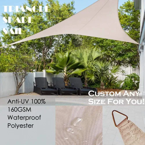Miniatura 3 de Alion Home Toldo parasol tejido triangular impermeable de 10 x 10 x 10 pies en colores vibrantes (beige)