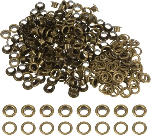 Miniatura 24 de HARFINGTON Juego de 200 ojales redondos de color de 0.394 pulgadas, ojales metálicos con arandelas para álbumes de recortes, zapatos, ropa, lona