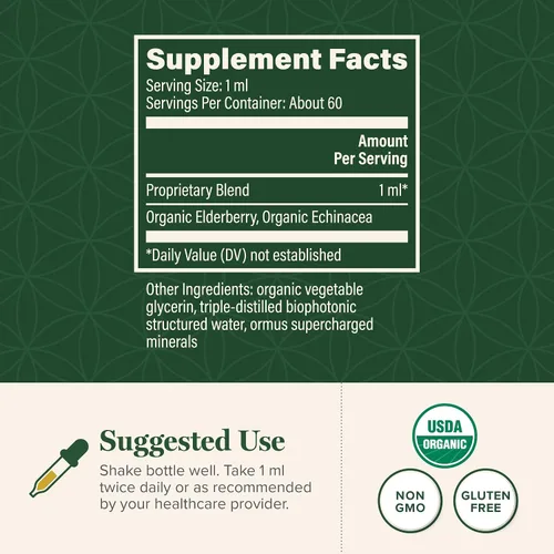 Miniatura 3 de Global Healing USDA Suplemento líquido orgánico de saúco y equinácea tintura Apoyo inmunológico antioxidante contra organismos nocivos