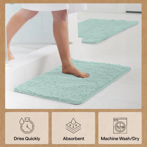 Miniatura 276 de Gorilla Grip - Tapete de baño de felpilla gruesa, suave y absorbente, secado rápido, de microfibra, con reverso de caucho, para piso de ducha, Nube