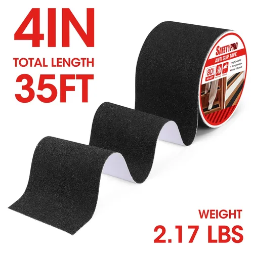Miniatura 2 de Paquete de 2 cintas de agarre antideslizante, cinta antideslizante resistente para escalones, monopatines, 4 y 2 pulgadas x 35 pies, cinta