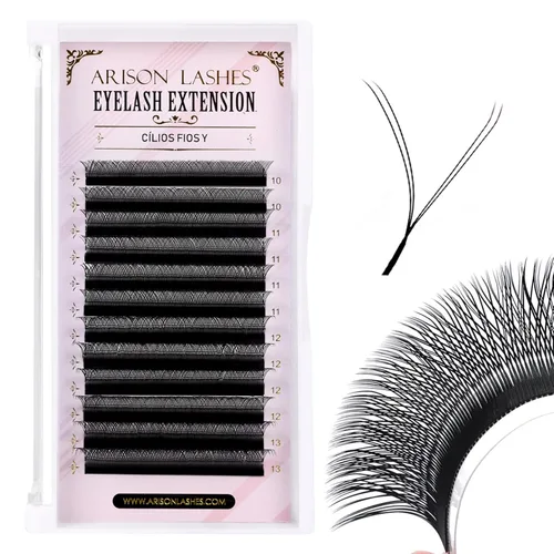 Miniatura 24 de Arison Lashes Extensión de pestañas en forma de W 5D, abanicos prefabricados de volumen suave natural, abanicos de imitación de visón negro mate, 12