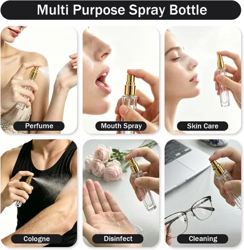 Miniatura 11 de Paquete de 25 botellas de perfume de viaje con atomizador a granel de 0.3 fl oz, botella vacía hidratante (ámbar)