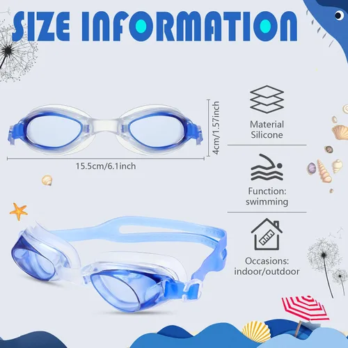 Miniatura 2 de Paquete de 20 pares de gafas de natación unisex para niños de 4 a 14 años, antiniebla, sin fugas, paquete de 20 pares