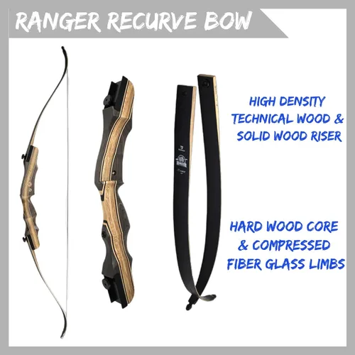 Miniatura 4 de DEERACE Takedown - Juego de arco recurvo y flecha, 62 pulgadas, clásico arco de madera tradicional para adultos, jóvenes, principiantes, caza, tiro