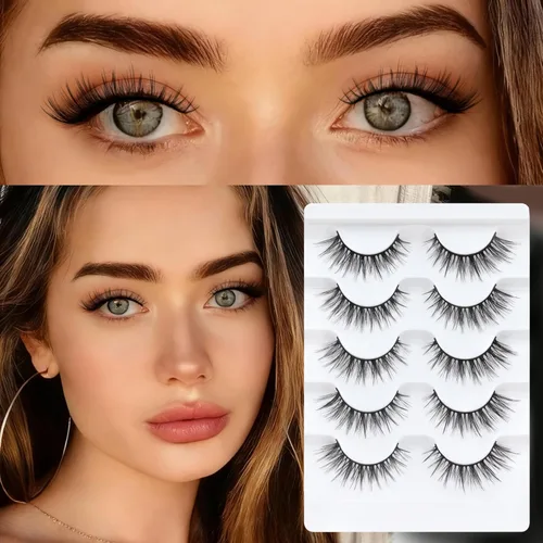 Miniatura 173 de Veleasha Pestañas postizas de manga puntiagudas, 100% hechas a mano, aspecto natural, pestañas postizas ligeras con banda transparente suave