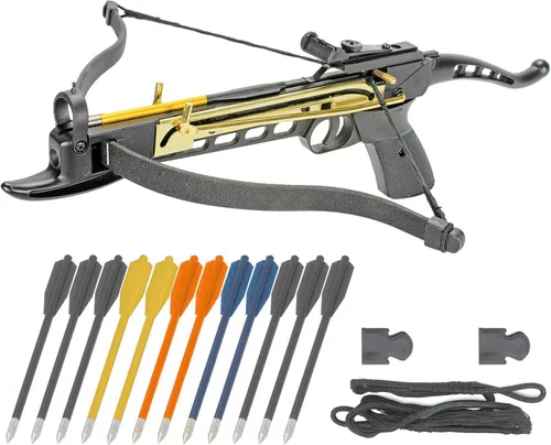 Miniatura 11 de Pistola de Ballesta Autoarmable de 80 LBS con Miras Ajustables, Pernos de Flecha de Aluminio y Característica de Seguridad Paquete de 24 flechas