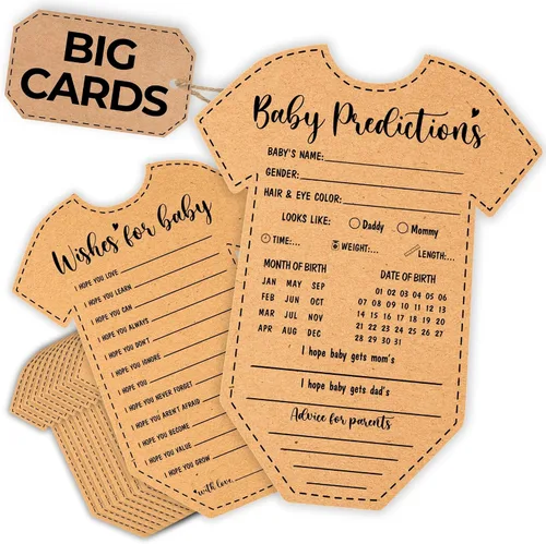 Miniatura 7 de WOODAMORE Tarjetas de Predicción para Bebé para Decoraciones de Baby Shower - Tarjetas Rústicas de Predicciones de Bebé y Consejos, Tarjetas