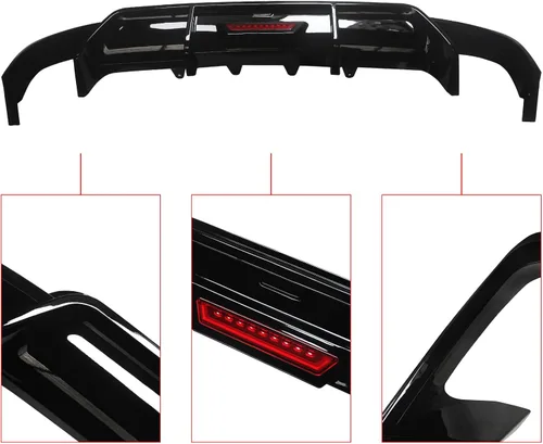 Miniatura 2 de NINTE Difusor trasero con luz de freno LED para Toyota Camry SE XSE Sedan solo 2018-2024 ABS negro brillante parachoques trasero labio