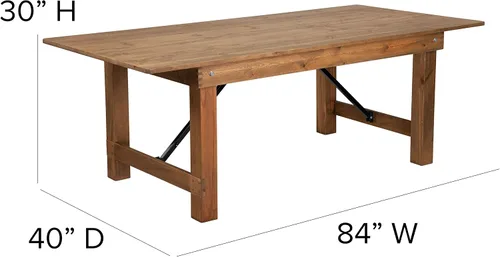 Miniatura 3 de Flash Furniture HERCULES Series - Juego de mesa de granja plegable rústica antigua de 7 x 40 pulgadas y cuatro bancos Rústico antiguo