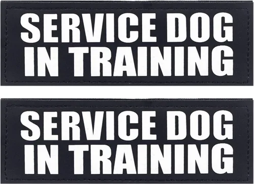 Miniatura 8 de Paquete de 2 parches para perros de servicio, parche de chaleco negro para perro en entrenamiento, parches de arnés para perros extraíbles