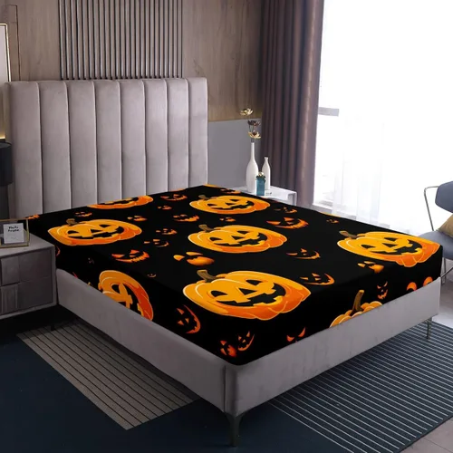 Miniatura 7 de Erosebridal Juego de funda de edredón con diseño de farol de calabaza, tamaño individual, decoración de Halloween, para niños, adolescentes
