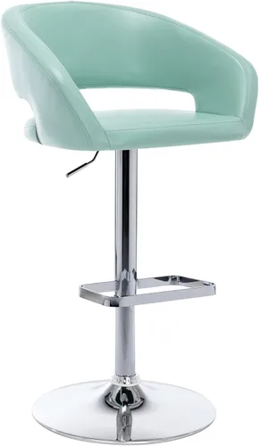 Miniatura 19 de Vogue Furniture Direct Taburete de bar ajustable con respaldo y brazos huecos, moderno taburete giratorio de piel sintética, silla de barra de Negro