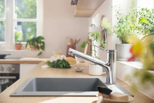 Miniatura 3 de hansgrohe Zesis Grifo de cocina monocontrol cromado, llaves de cocina con pulverizador extraíble, llave para fregadero de cocina, cromado 74810001