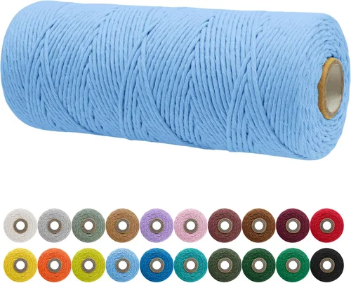 Miniatura 66 de JeogYong Cordón de macramé de un solo hilo 2mm x 164 yardas (492 pies) Cuerda de algodón suave, hilo de macramé 2 mm, suministros de macramé