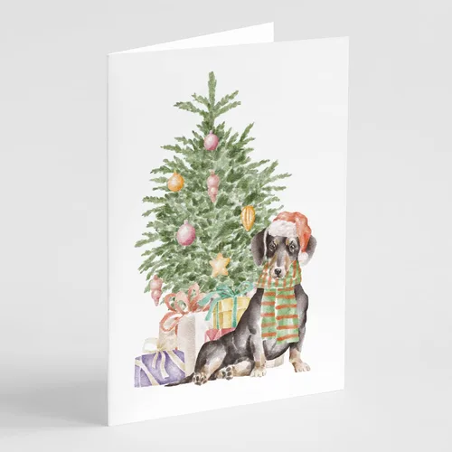 Miniatura 34 de Caroline's Treasures CK8213GCA7P Bulldog, Bulldog Inglés #2 - Tarjetas de felicitación y sobres de árbol de Navidad, paquete de 8 tarjetas en blanco