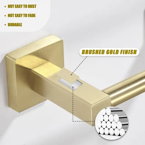 Miniatura 6 de BATHSIR Soporte de papel higiénico - Montado en la pared, oro cepillado, cuadrado giratorio de doble poste, soporte de aluminio para baño