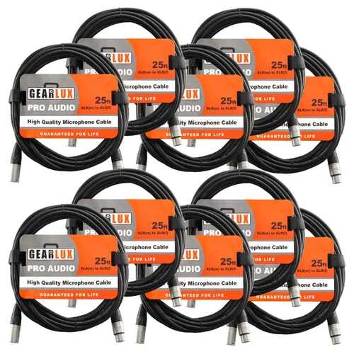 Miniatura 34 de Gearlux – Cable de micrófono XLR, completamente balanceado, macho a hembra, 25 pies - Paquete de 3