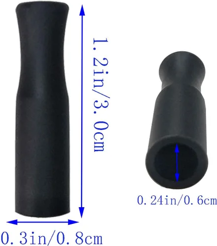 Miniatura 6 de 21 puntas de popote de silicona reutilizables, puntas de popote de acero inoxidable, puntas negras de grado alimenticio, cubiertas para popotes