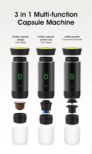 Miniatura 6 de Cafetera eléctrica portátil inalámbrica con USB-C, autocalentable, cafetera espresso recargable para viajes, camping, casa rodante, hogar, oficina