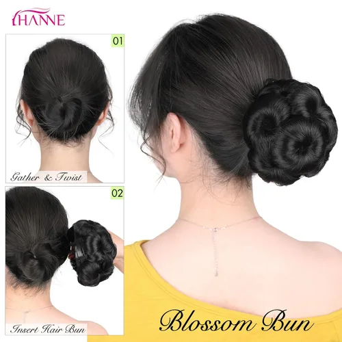 Miniatura 4 de HANNE Moños de pelo para mujer, extensión de moño de pelo falso, moño de cola de caballo, extensión de pelo sintético artificial para mujer, moño