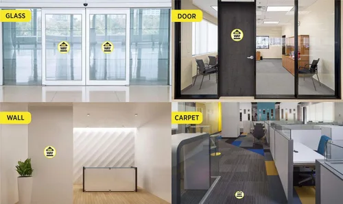 Miniatura 2 de CLEVER SIGNS Calcomanías unidireccionales para el suelo para distanciamiento social, 10 calcomanías, redondas de 7.5 pulgadas, calcomanías de piso