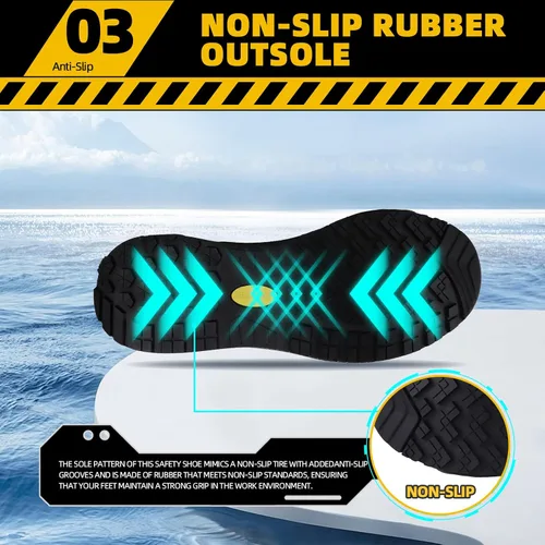 Miniatura 4 de Zapatos de trabajo antideslizantes para hombre, zapatos de chef impermeables para cocina, hospital, antideslizantes, con amortiguación de aire