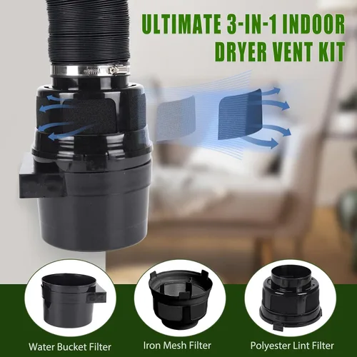 Miniatura 3 de Kit de ventilación para secadora interior 3 en 1 con trampa para pelusas y filtro de agua para secadora eléctrica