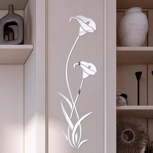 Miniatura 3 de Calcomanías de pared con espejo 3D de flores, modernas calcomanías de pared extraíbles para decoración del hogar, arte para sala de estar, Como se