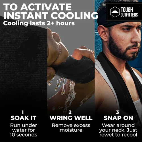 Miniatura 3 de Toalla de Enfriamiento Tough Outdoors - Toallas de Enfriamiento para Cuello y Cara - Envoltura de Hielo y Paño de Sudor para Camping, Gimnasio, Yoga