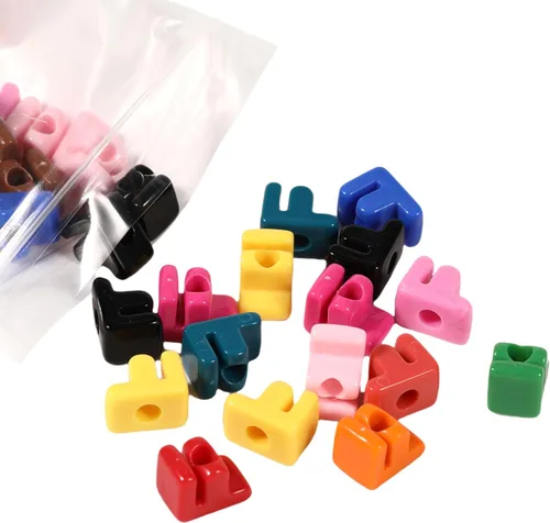 Miniatura 31 de 40 cuentas de letras 3D focales acrílicas sueltas para hacer joyas, pulseras, collares, llavero, bolsa de teléfono, cadena, llaveros (letras mixtas)