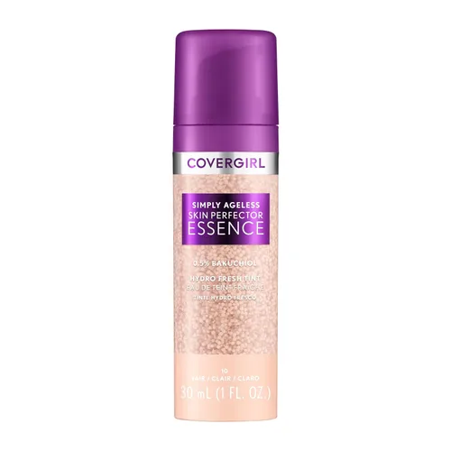 Covergirl Simply Ageless - Base de maquillaje en esencia perfeccionada para la piel, 10 Fair, Maquillaje híbrido para el cuidado de la piel con