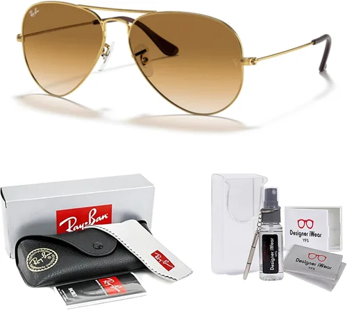 Miniatura 51 de Ray-Ban RB3025 - Lentes de sol de aviador de metal para hombre y mujer + paquete con kit de cuidado de gafas iWear de diseñador