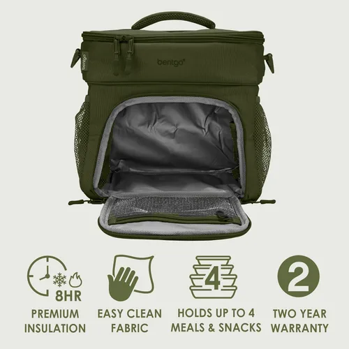 Miniatura 3 de Bentgo Prep Deluxe Bolsa Aislada Multicomida - Bolsa para lonchera, con capacidad para 5 comidas, aislamiento premium hasta 8 horas, duradera, Verde