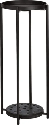 Miniatura 2 de Amazon Basics Soporte de plantas de metal de dos niveles, redondo, negro