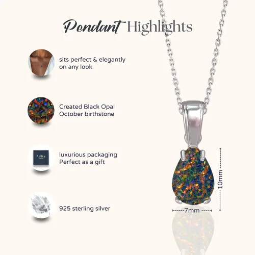 Miniatura 13 de 925 Sterling Silver Gemstone Necklace – Birthstone Jewelry for Women – Minimalist Silver Chain with Gemstone Teardrop Pendant – Elegant Gift for